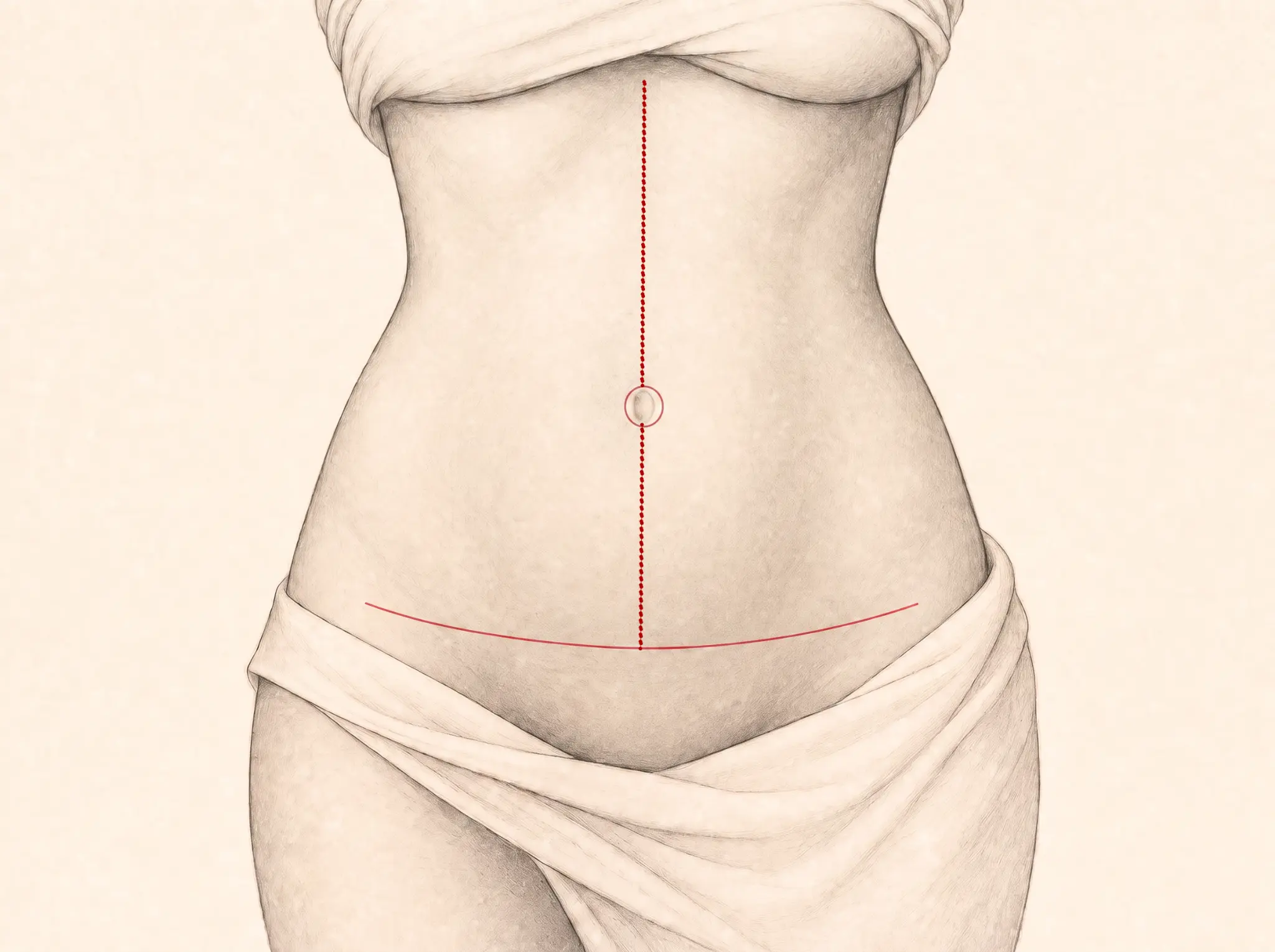 Fleur-de-Lis Tummy Tuck educational treatment-area illustration