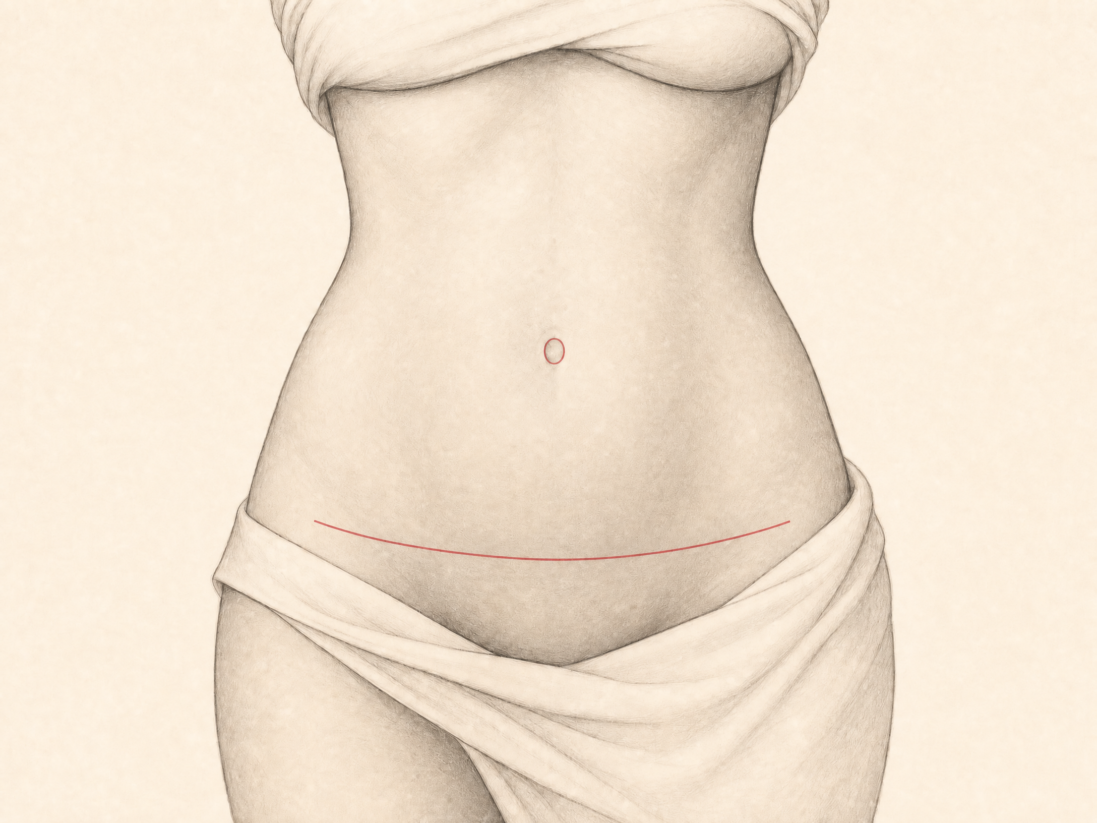 Standard Tummy Tuck educational treatment-area illustration
